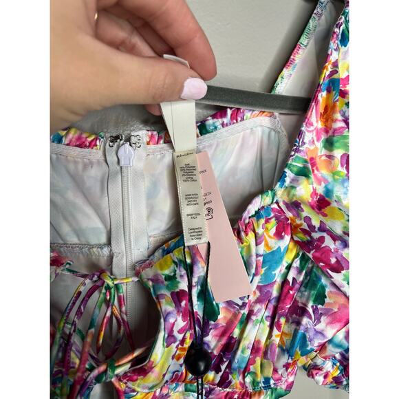 For Love and Lemons Watercolor Exclusive Floral Bow Cut Out Bodysuit NWT Size XS - Picture 8 of 13